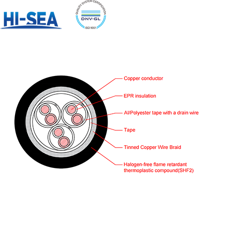 CHEP85/SC XLPE Insulation Low Smoke Halogen Free Flame Retardant Armor Type Marine Communication Cable with Shield